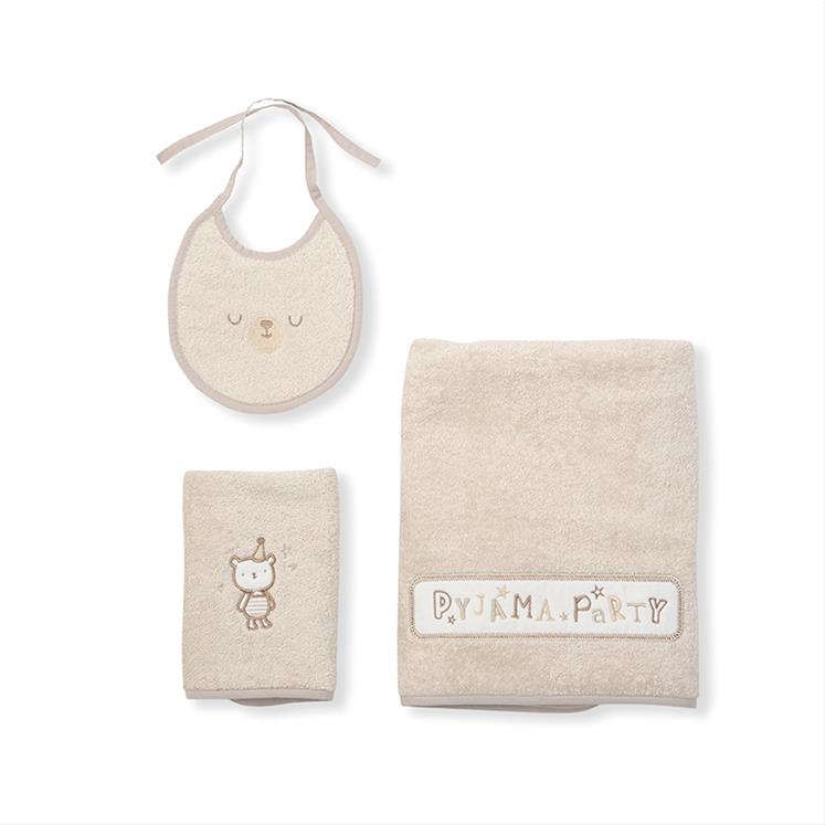 3 Pieces Bath Set -Pyjama - Brown