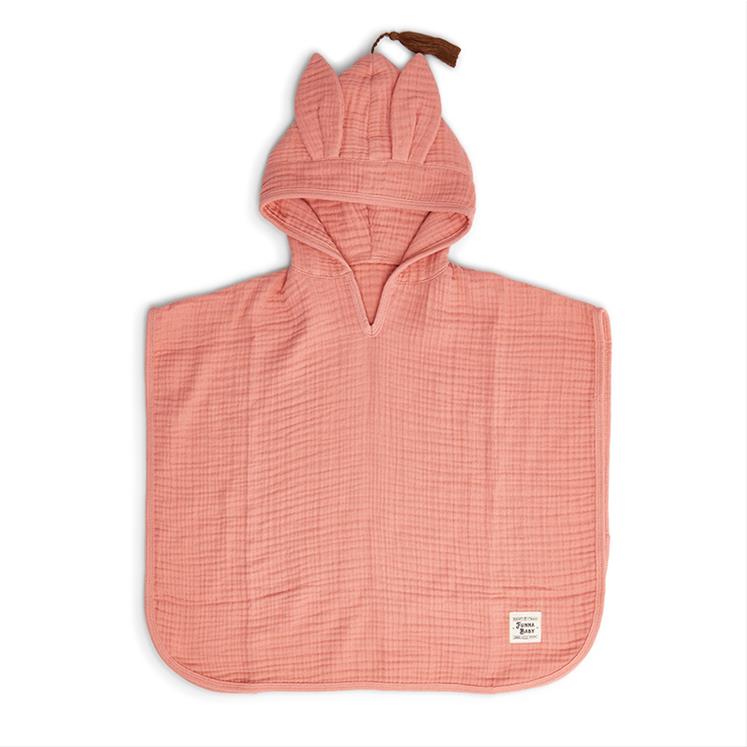 Muslin Poncho - Coral - 0-1 Age