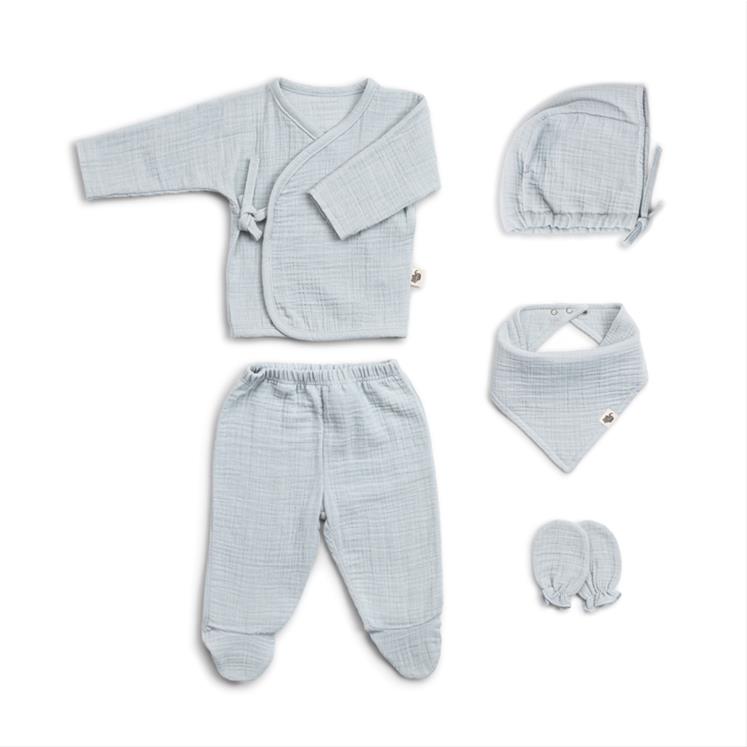 Muslin Newborn set - 5 pieces - Dove - 0/3 months