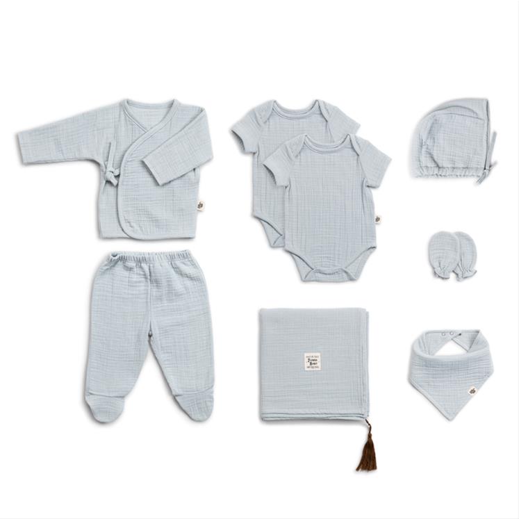 Muslin Newborn set - 8 pieces - Dove - 0/3 months