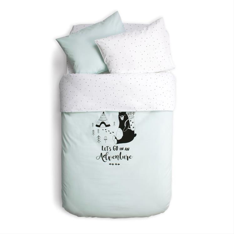 Duvet Cover Set- Lets Go -Mint - 100x150 cm