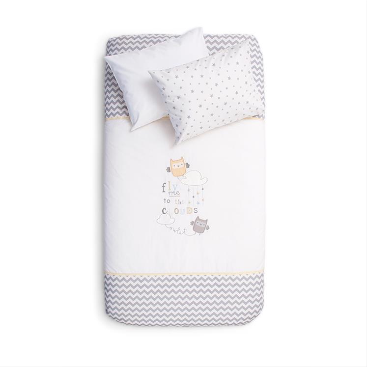 Duvet Cover Set- Owlet- Grey - 100x150 cm