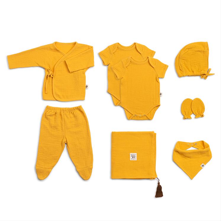 Muslin Yenidoğan Seti - 8 parça - Marigold - Hardal - 0 /3 Ay
