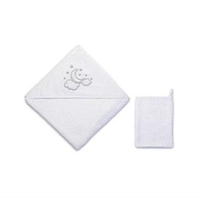Hooded Towel / 90x90 cm - Luna Chic- White- 90x90 Cm