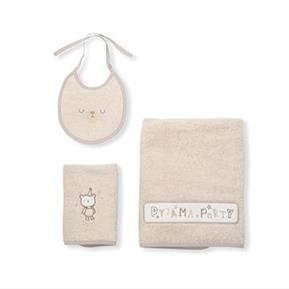 3 Pieces Bath Set -Pyjama - Brown