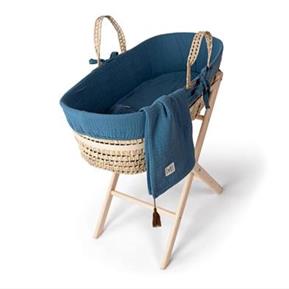 Muslin Moses Basket Set - Province - Dark Blue - 85 cm