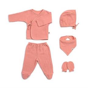 Muslin Newborn set - 5 pieces - Coral - 0/3 months