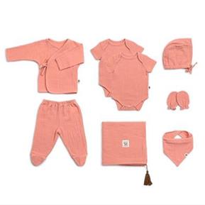 Muslin Newborn set - 8 pieces - Coral - 0/3 months