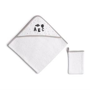 Hooded Towel + Mitt - Story- Grey- 75X75 / 15X21 Cm
