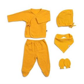 Muslin Yenidoğan Seti - 5 parça - Marigold - Hardal - 0/3 Ay
