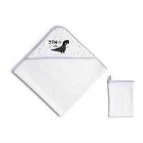 Üçgen Başlıklı Havlu Seti - Dino - Mavi - 90x90 / 15x21 cm