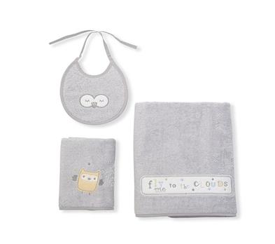 3 Pieces Bath Set - Owlet - Gri