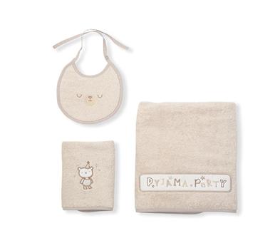 3 Pieces Bath Set -Pyjama - Brown