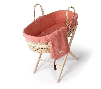 Muslin Moses Basket Set - Coral - 85 cm