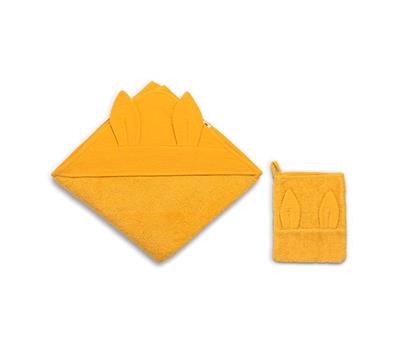 Muslin Hooded Towel Set -  Marigold - Yellow- 90 x 90 cm