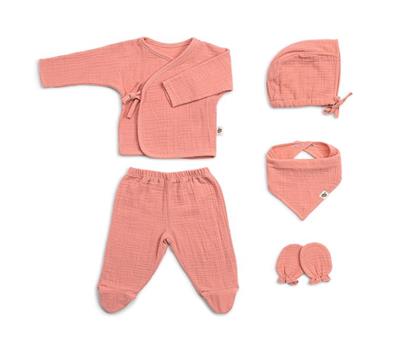 Muslin Newborn set - 5 pieces - Coral - 0/3 months