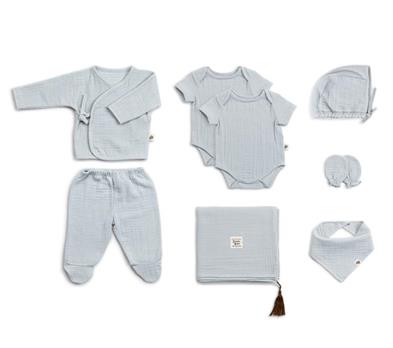 Muslin Newborn set - 8 pieces - Dove - 0/3 months
