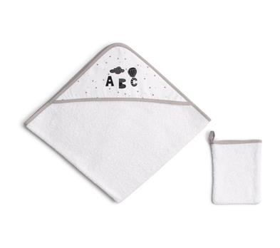 Hooded Towel + Mitt - Story- Grey- 75X75 / 15X21 Cm