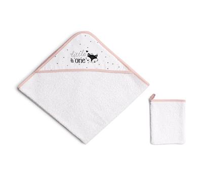Hooded Towel + Mitt - Cute & Wild- Beige - 75X75 / 15X21 Cm