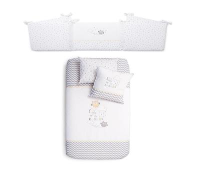 Bedding Set -Owlet - Grey-  70/80 cm
